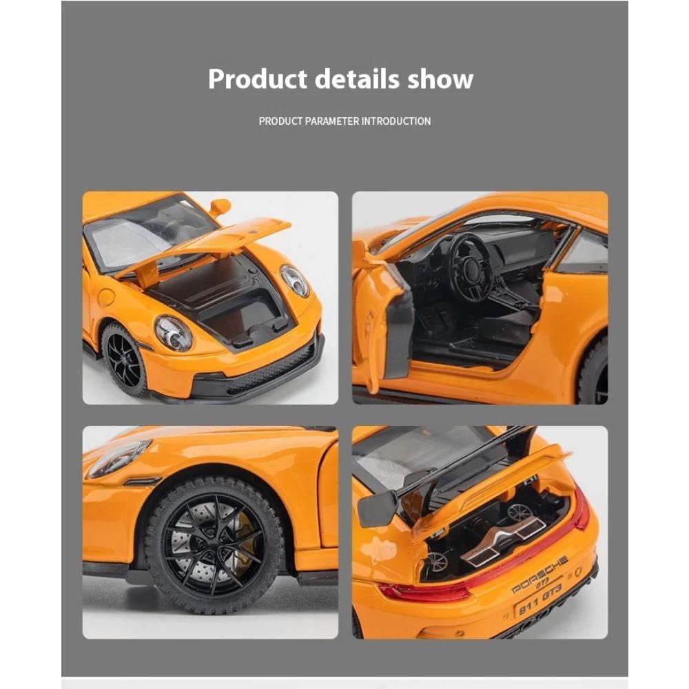 1/32 Porsche 911 GT3 RS Alloy Diecast Racing Car Model Collection of Hobby Decorative Fine Ornaments Sound Light Toy Gift for Friends