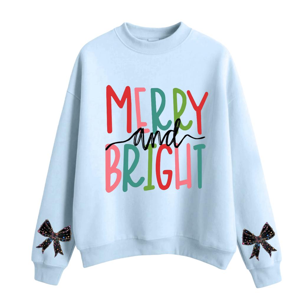 Moletom Feminino Casual de Moda com Gola Redonda, Manga Longa e Estampa de Natal