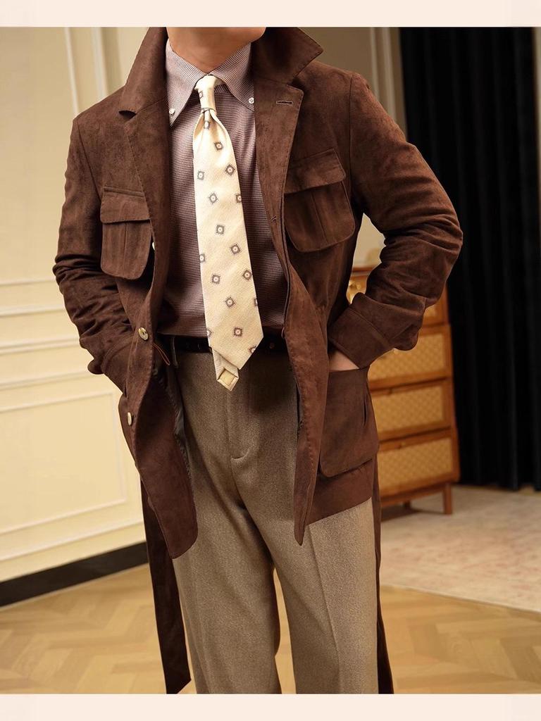 Ruishen Italian Retro Suede Plush Jacket - Autumn/Winter Casual Business Outerwear