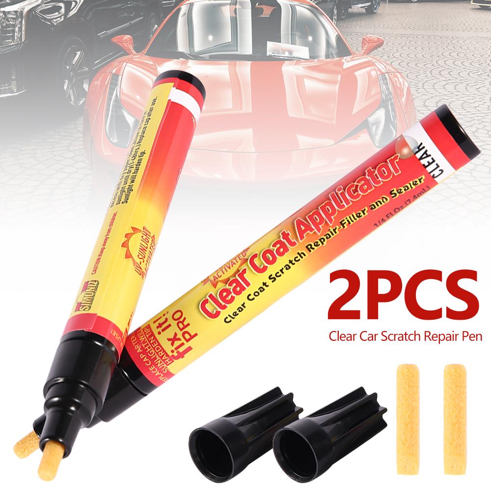 2Pcs Car Scratch Repair Pen Instant Touch Up Paint Auto Scratch Remover Pen Mini Portable Clear Coat Applicator Tool for