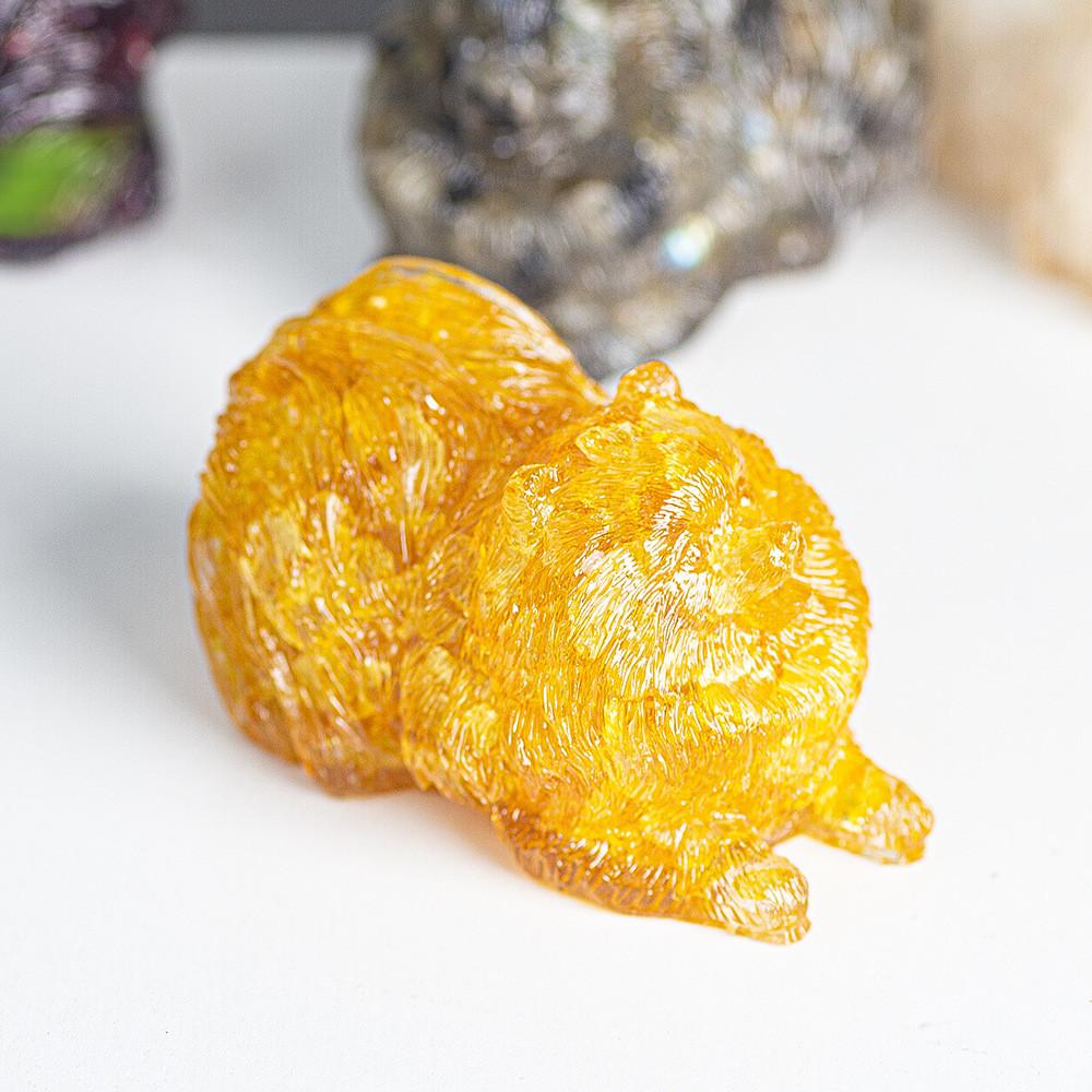 Resin Filled Water Crystal Dog Ornament With Semiprecious Stones For Office Decor And Collectors