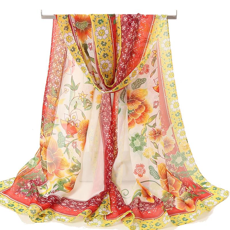 

Весна/лето Новый женский шелковый шарф 50 * 160 см Имитация шелкового твила квадратный шарф Модный принт большой квадратный шарф профессиональный шарф 160*50cm оранжевый