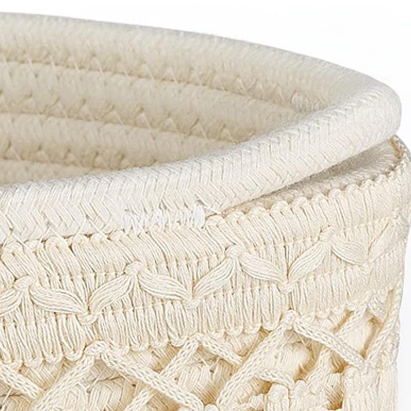 Handmade Woven Cotton Rope Storage Basket for Household Items
