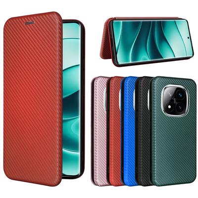 For Mi  Poco X7 5G Flip Card Slot Carbon Fibre Magnetic Skin Leather Cover For  Poco X7 5G Shockproof Phone Case