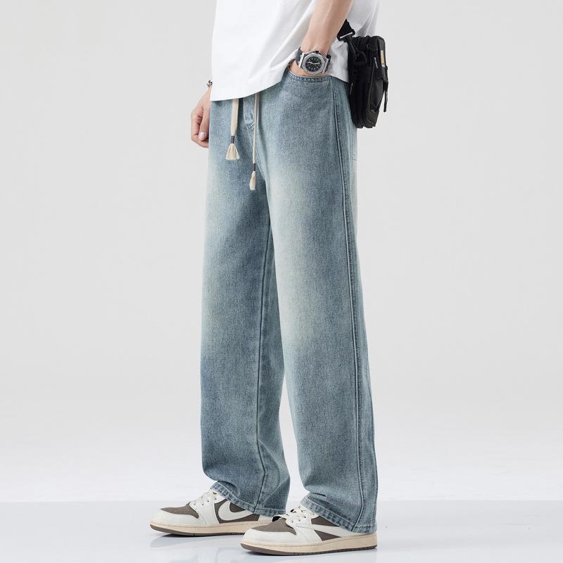 Retro Jeans Men's Spring New Loose Straight Wide Legs Casual Pants