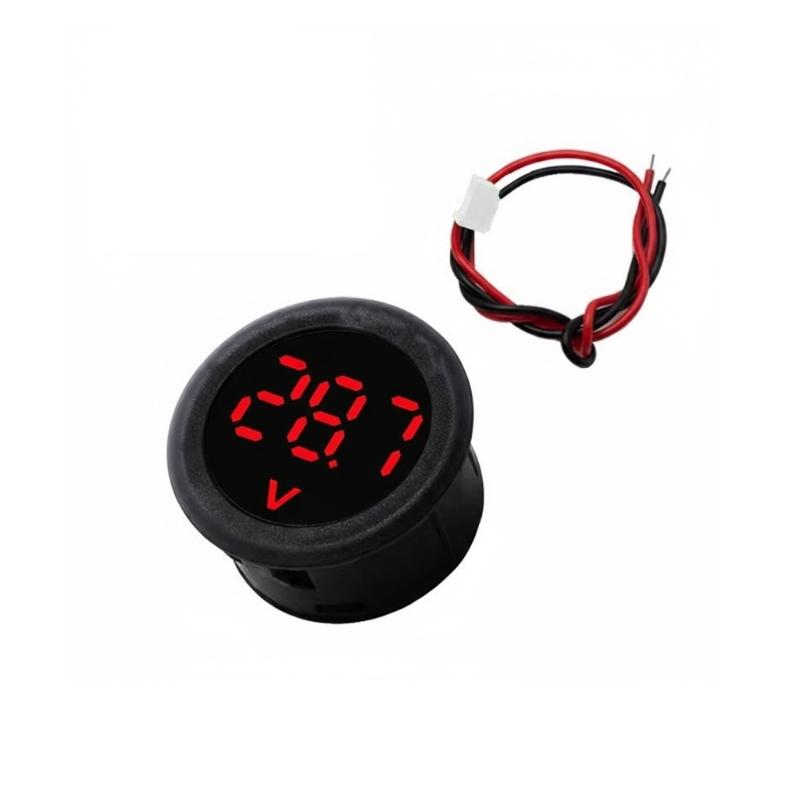 Waterproof Voltmeter Round Voltage Meter Voltage Detector Tester 5-100V Car Voltage Gauge LED Digital Display