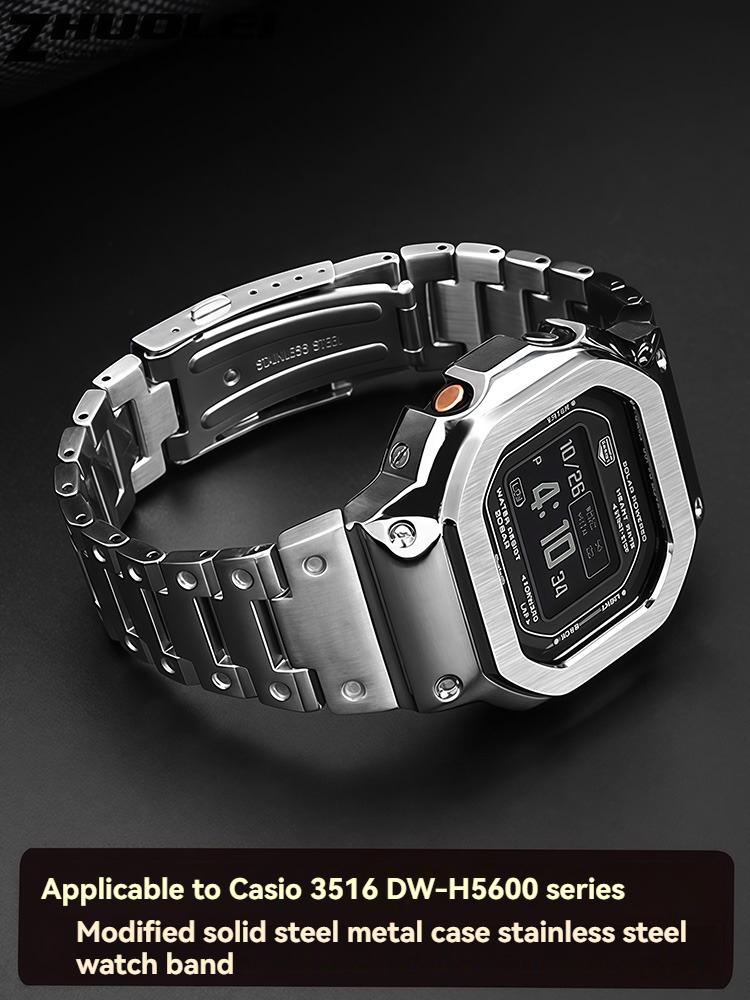 Stainless Steel Modified Kit For Casio DW-H5600 DW-H5600MB Small Square Metal Bezel Case Watch Band Strap With Free Tools