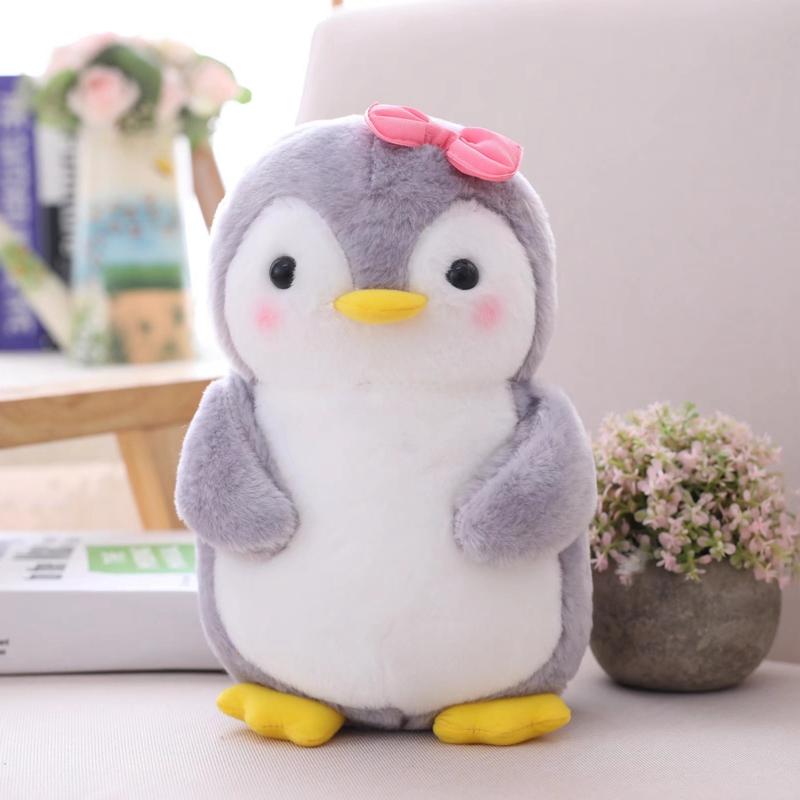 25cm/45cm Kawaii Fluffy Penguin Plush with Bow Tie & Fruit Accents Ideal Gift for Penguin Lovers Home Sofa Bed Decoration