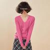 Women's Candy Color V-Neck Cashmere Sweater - Fashionable Knit Base Layer for Autumn/Winter 2025.