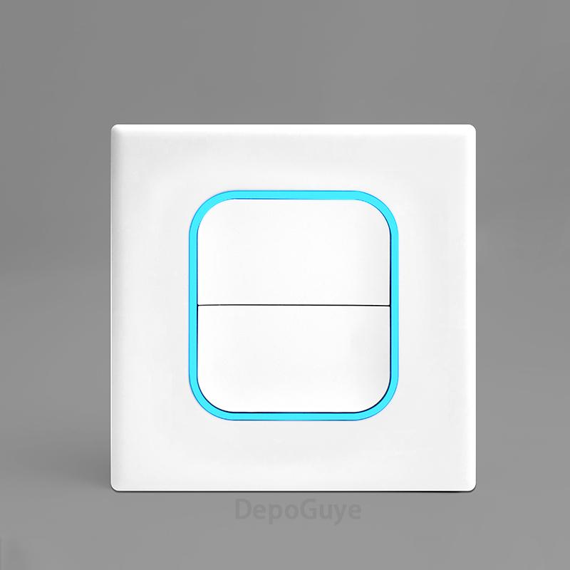 White 1 2 3 4 Gang Button Light Switch Panel Blue LED Indicator,UK Standard Wall Socket Universal Dual 3Pin USB C Power Outlet