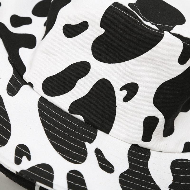 Summer for Sun Cap Wide Brim Fisherman Hat Cow Print Bucket Hat with Horns & Ear
