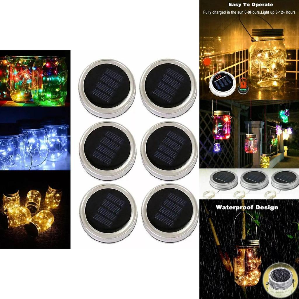 Güneş Enerjili Kavanoz Kapağı İpli Işıklar Su Geçirmez Dış Mekan Pilli Dekoratif Peri Işıkları