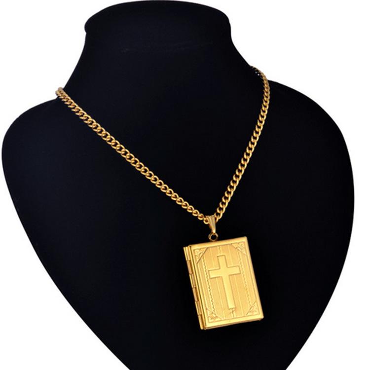 Popular Bible Magic Box Cross Brass Pendant Necklace