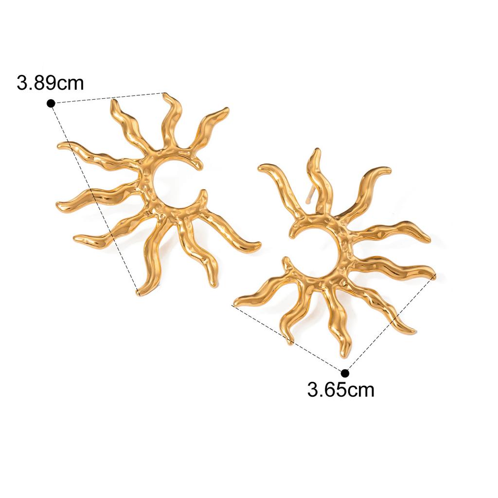 Yori Minimalist Stainless Steel Sun Waterproof Stud Earrings for Women Individualistic Metal Texture Attractive Jewelry