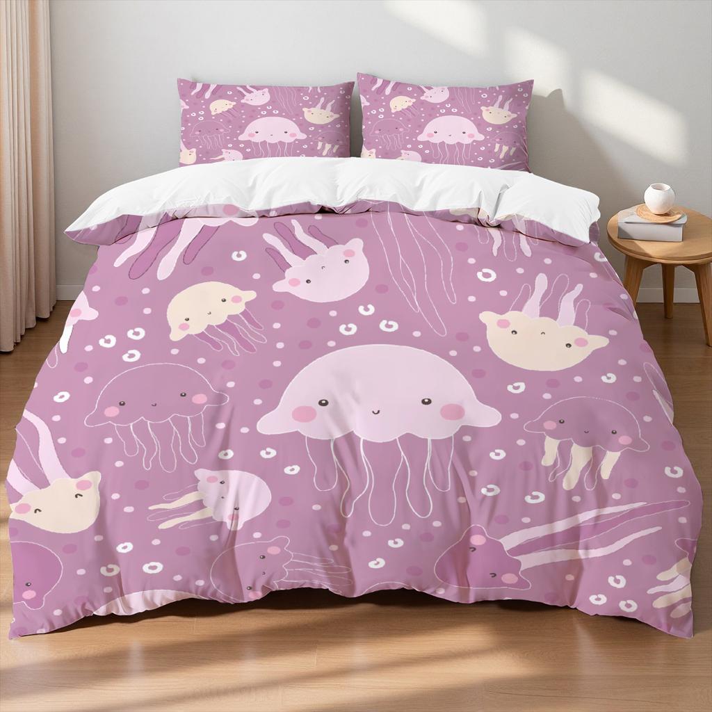 Tecknad Sängkläder Set Sött Djur Påslakan Set Enkel Tvilling Queen King Storlek Ingen Fyllning Födelsedagspresent För Barn Flickor Pojkar Sovrum