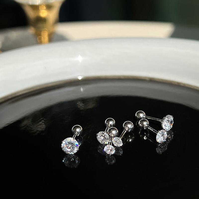 1Pair 3/4/5Mm Zircon Ear Studs Earrings For Women Stainless Steel Cartilage Helix Ear Bone Nail Piercing Ear Jewelry Gif