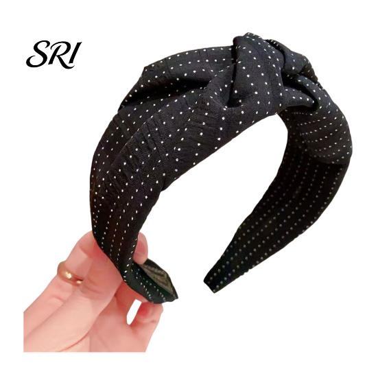 French Style Headband Women Dot Print Knotted Design Wide Brim Leisure Casual Sponge Padding Hair Hoop Accessory Rounded Head Shaping Band