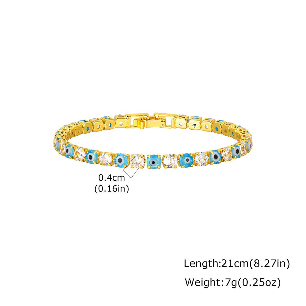 Colorful Crystal Tennis Bracelet For Women Fashion Cubic Zirconia Bracelets Devil's Eye Chain Bracelet Luxury Jewelry Gift