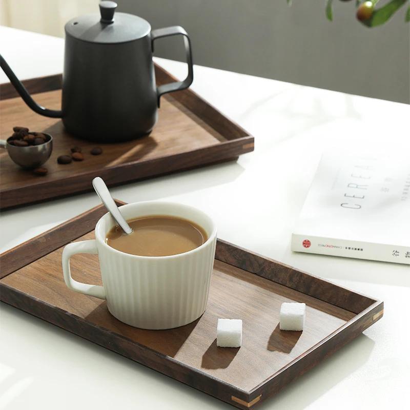 Walnut Tray Rectangular Wooden Tea Tray Mug Tray Afternoon Tea Coffee Storage Tray Solid Wooden Snack Tray
