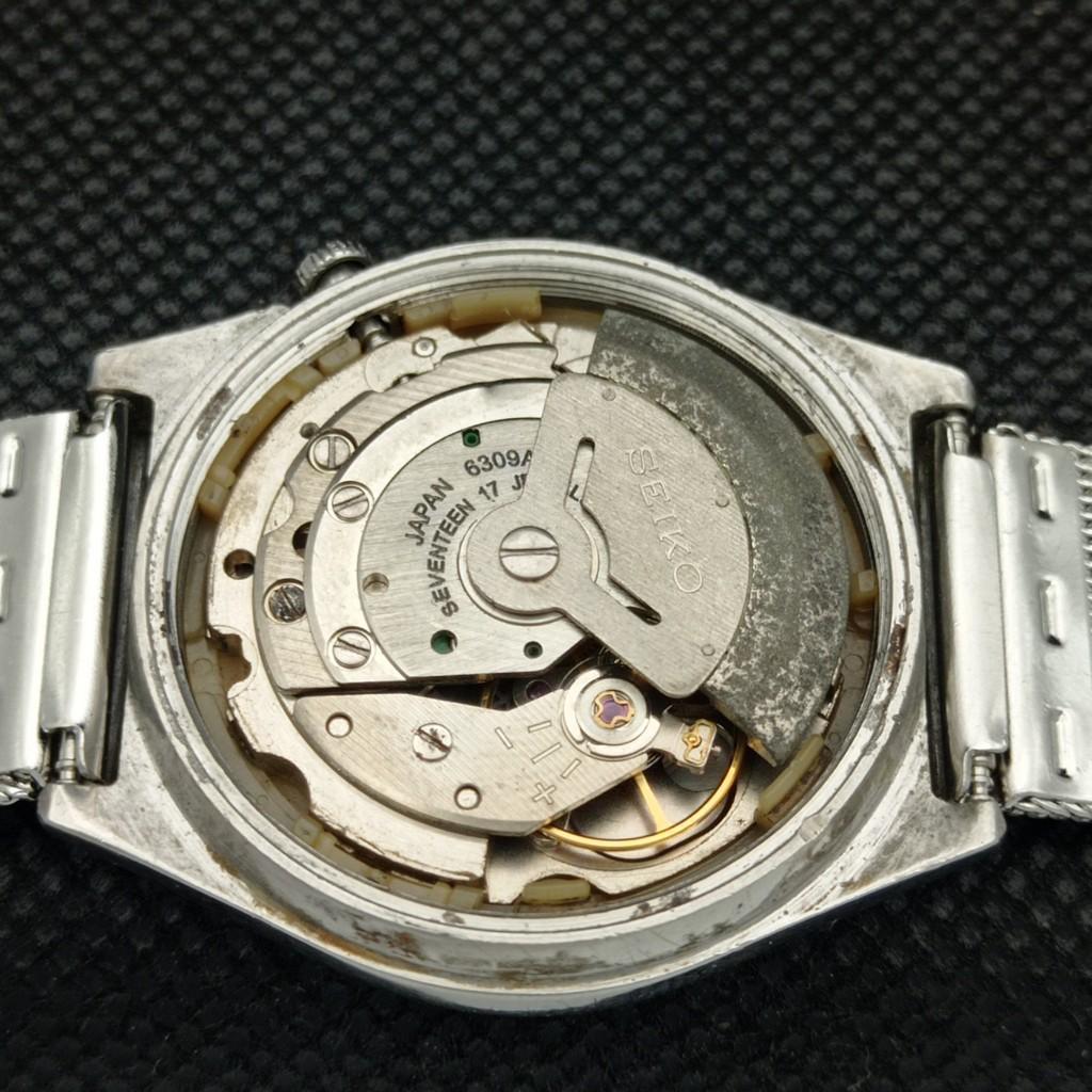 GEBRAUCHTE VINTAGE SEIKO 5 AUTO 6309A JAPAN HERREN TAG/DATUM SILBERUHR 588c-a313918-9