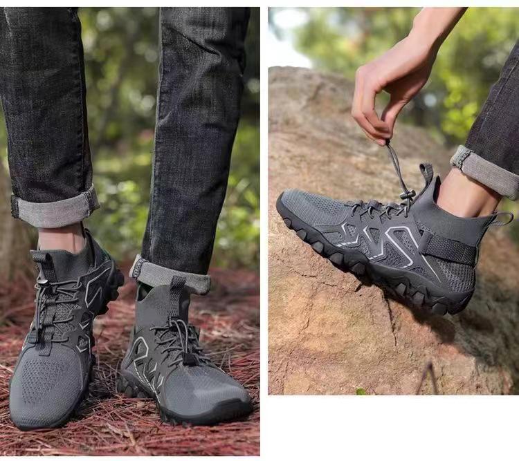 Men's Quick-Dry Lightweight High-Top Hiking Shoes, Breathable Mesh, Non-Slip Water Shoes