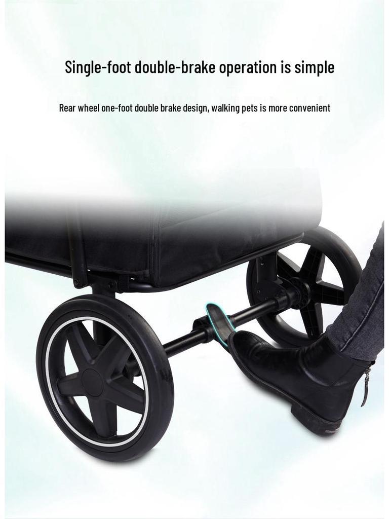 Foldable Large-Space Pet Stroller for Large Breed Dogs & Cats