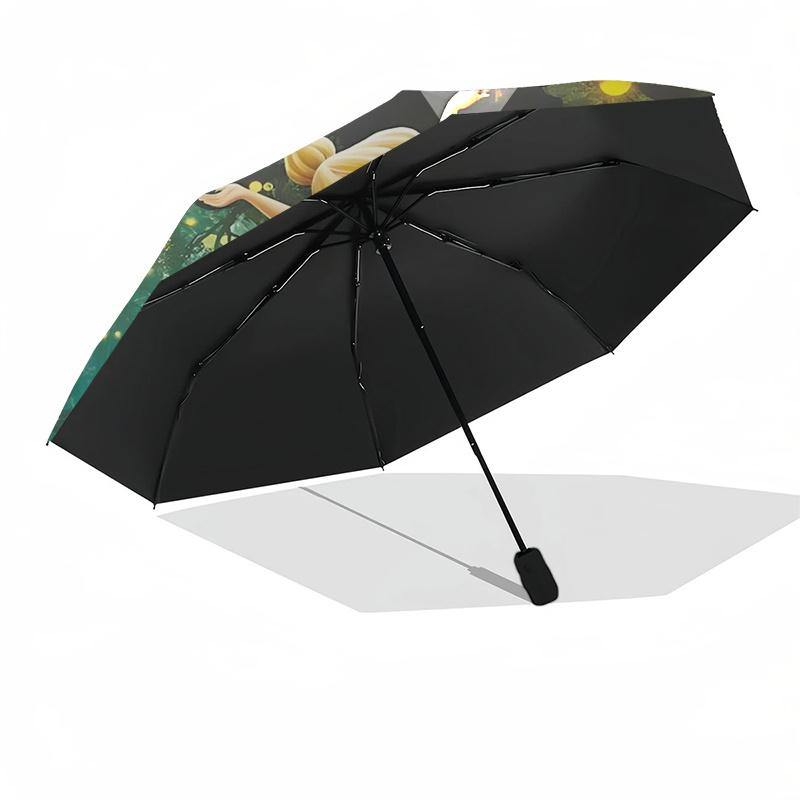Tinker bell Themed Travel Umbrella-8 Ribs Automatic Opening and Closing, Portable Folding Design, Compact and Stylish Umbrella