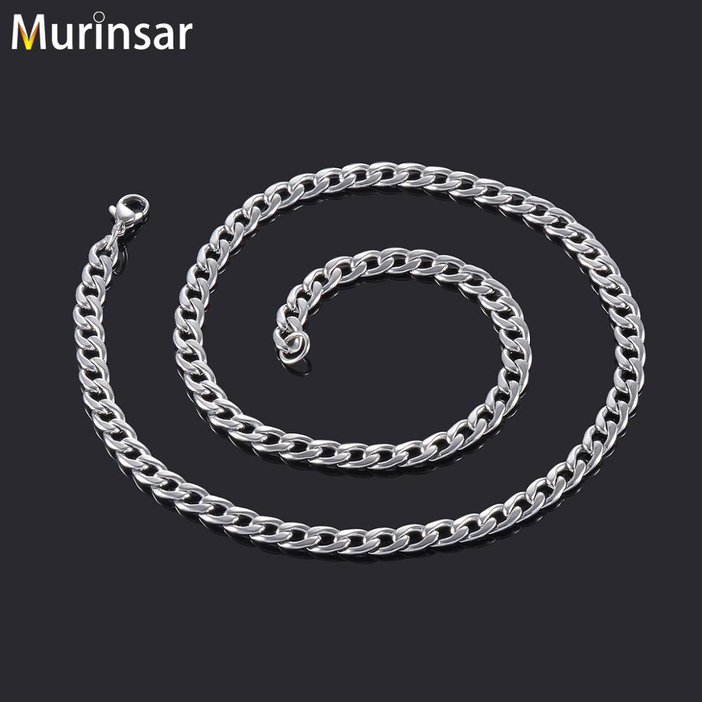 10 PCS Men's Necklace Round Link Cuban Chain Silver Stainless Steel Choker Punk Boy Women Jewelry Accessory Gift