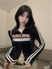 Girls Y2K Tops Workout Cycling T-shirts Zipper Long Sleeve Fashion Club Wear Sexy Women's T-shirts Sports Tees