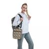 Black Striped And Cartoon Flamingo Insulated Lunch Bag for School Cooler Thermal Food Box Tote Leakproof Lunch Boxes Container