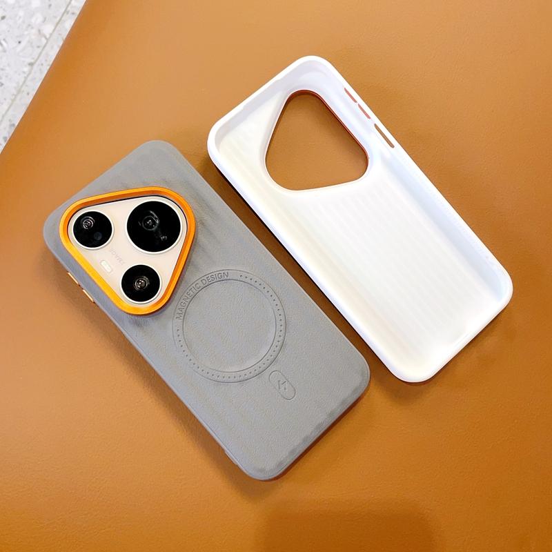 Case For Huawei Pura 90 Pro Max/Pura 90 Pro/Pura 90 Magnetic Ripple Matte PU Leather Texture Phone Back Cover Shockproof Bumper