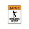 Metal Poster Phone Zombie Outbreak Warning Sign Wall Art for Garage