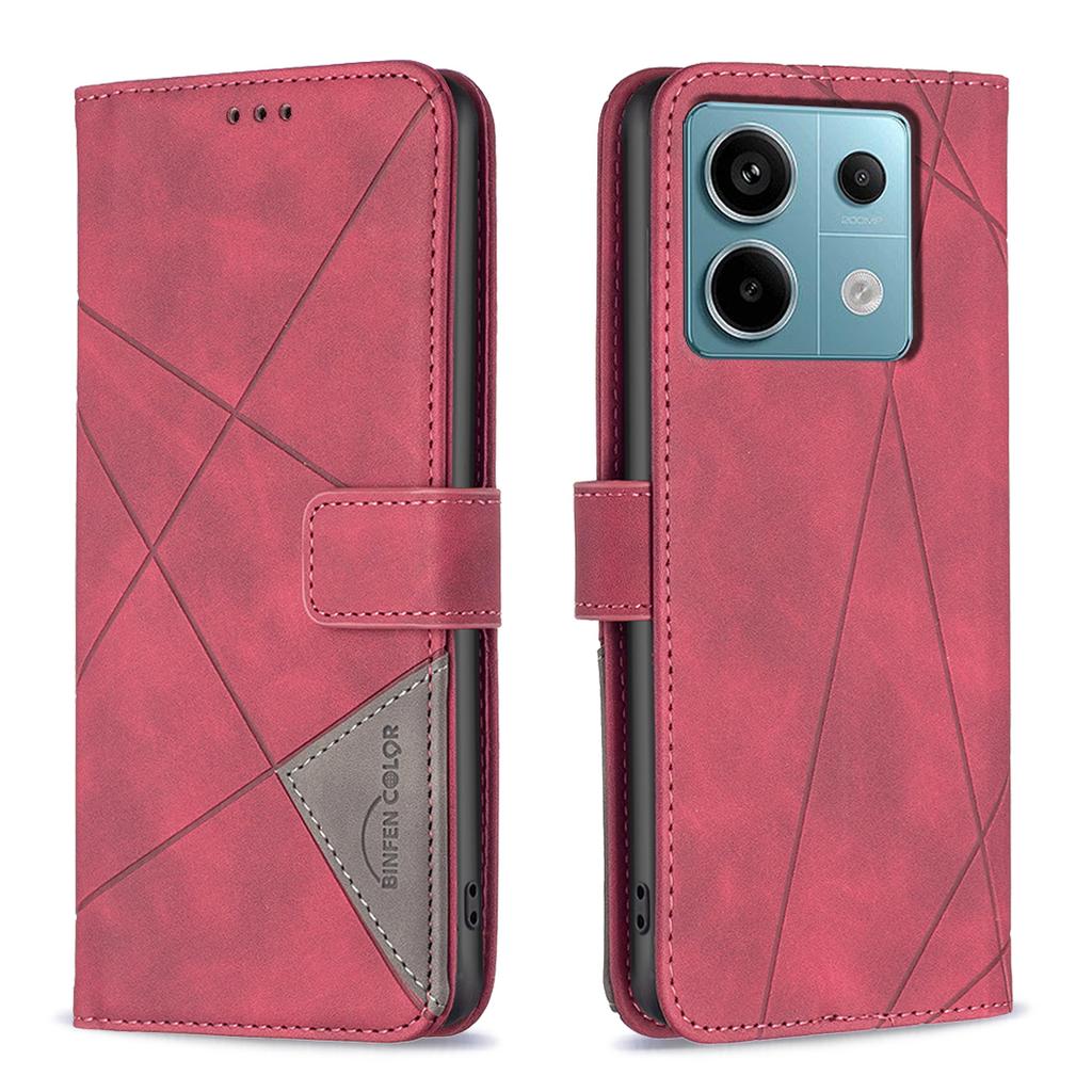 BINFEN COLOR For Xiaomi Redmi Note 13 Pro 5G/Poco X6 5G Phone Cases Wallet Stand Geometry Imprinted Leather Cover