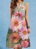 Summer Beach Floral Print Dress For Women Casual Sexy Sleeveless V-neck Loose Mini Dress Elegant Woman Short Dress Vestidos