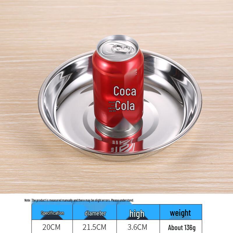 Qianxing 304 Stainless Steel 20cm Round Dinner Plates (10-Pack)