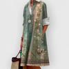 Novos produtos de outono, camisa com gola estampada de bolinhas de temperamento fashion, manga comprida, vestido médio e longo