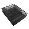 Wall Mount File Organizer with Bottom Tray 5 Tier Vertical Hanging Storage Holder for Office and Home Black