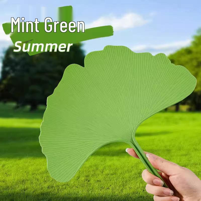 Durable Ginkgo Leaf Plastic Fan - Large, Thick, Artistic & Lightweight Hand-Crank Fan, Drop-Proof & Perfect for Summer