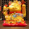 Ceramic Lucky Cat Figurine with Waving Hand – Customizable Gold Shop Gift for 2026 Opening Ceremony