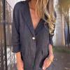 Coat Lapel Long Sleeve Flap Pockets Suit Jacket Solid Color One Button Loose Work