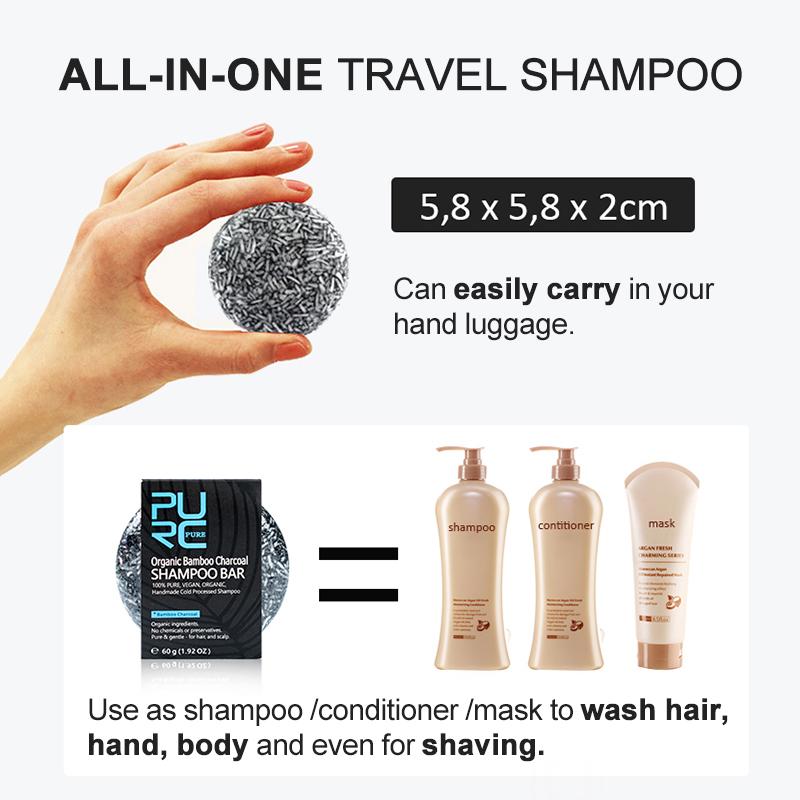 PURC Graue, weiße Haarfarbe, Färbebehandlung, Bambuskohle, saubere Detox-Seifenstange, schwarzes Haarshampoo, Behandlung für glänzendes Haar und Kopfhaut