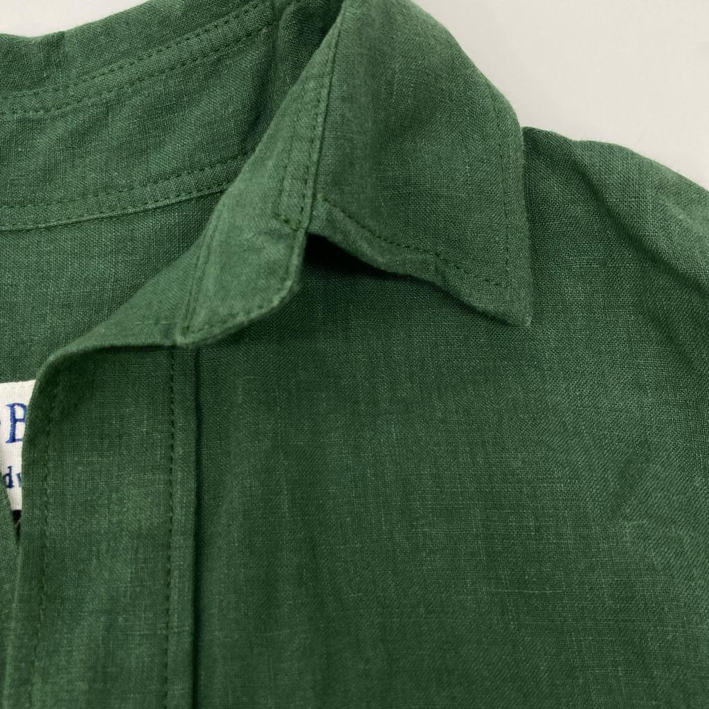 BLUEBIRD BOULEVARD Green Linen 100% Long Shirt Dress dress M greenUsed
