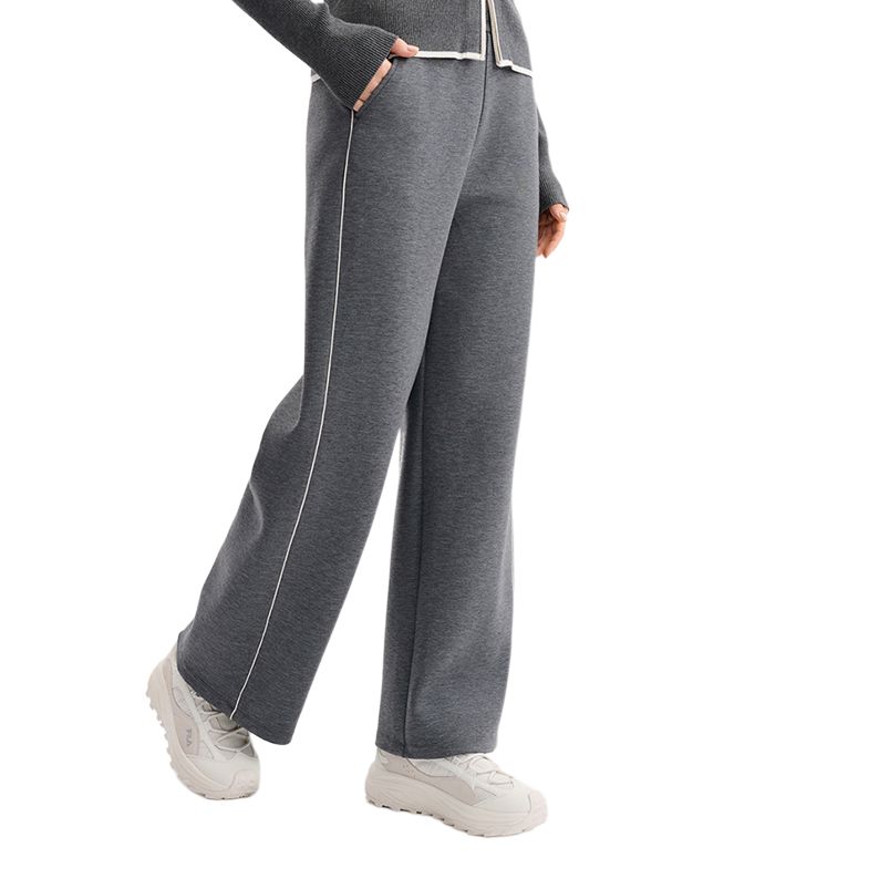 FILA White Casual Soft Comfortable Fleece Knit Straight Leg Pants Women bottoms F11W543604FMG