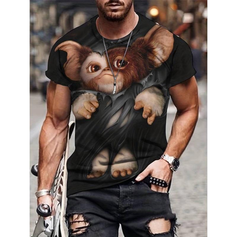 Summer Round Neck 3D Monkey Print Top Fashionable Casual Short Sleeved Men's T-shirts