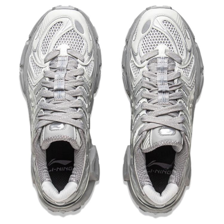 Li Ning Liejun Ace 3.0 Retro Fashion Shock Absorbing Breathable Durable Low Top Lifestyle Casual Shoes Unisex Casual Shoes Silver AZGV151-2