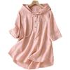 Women's Loose Plus Size Summer Hooded Embroidery Short-sleeved Blouse Literary Ethnic Wind Casual Loose T-shirt
