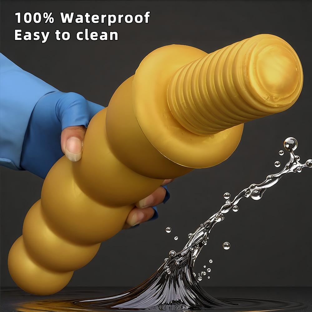Extra Large Gold Silicone Threaded Vibrator Anal Plug Anal Diverter Dildo Sex Toy Realistic Penis Big Dick