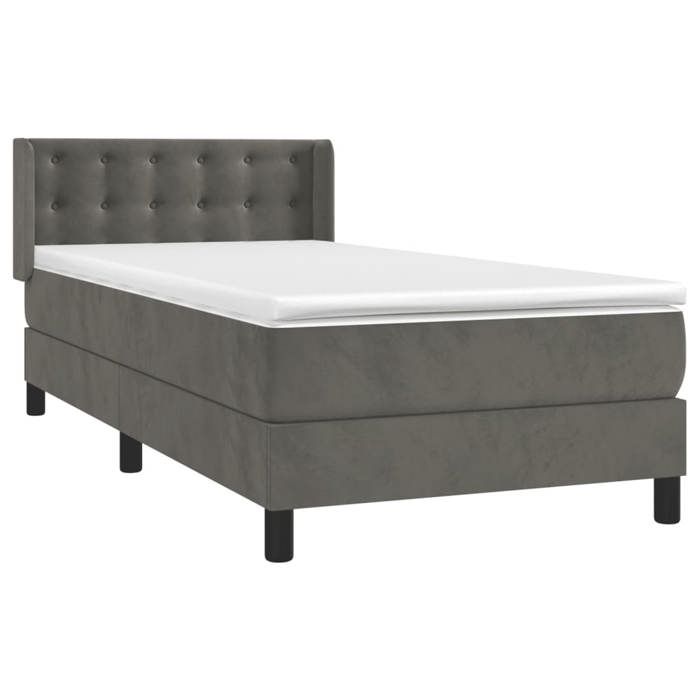 Maison Exclusive - Sommier à lattes de lit et matelas Gris foncé 90x200 cm Velours