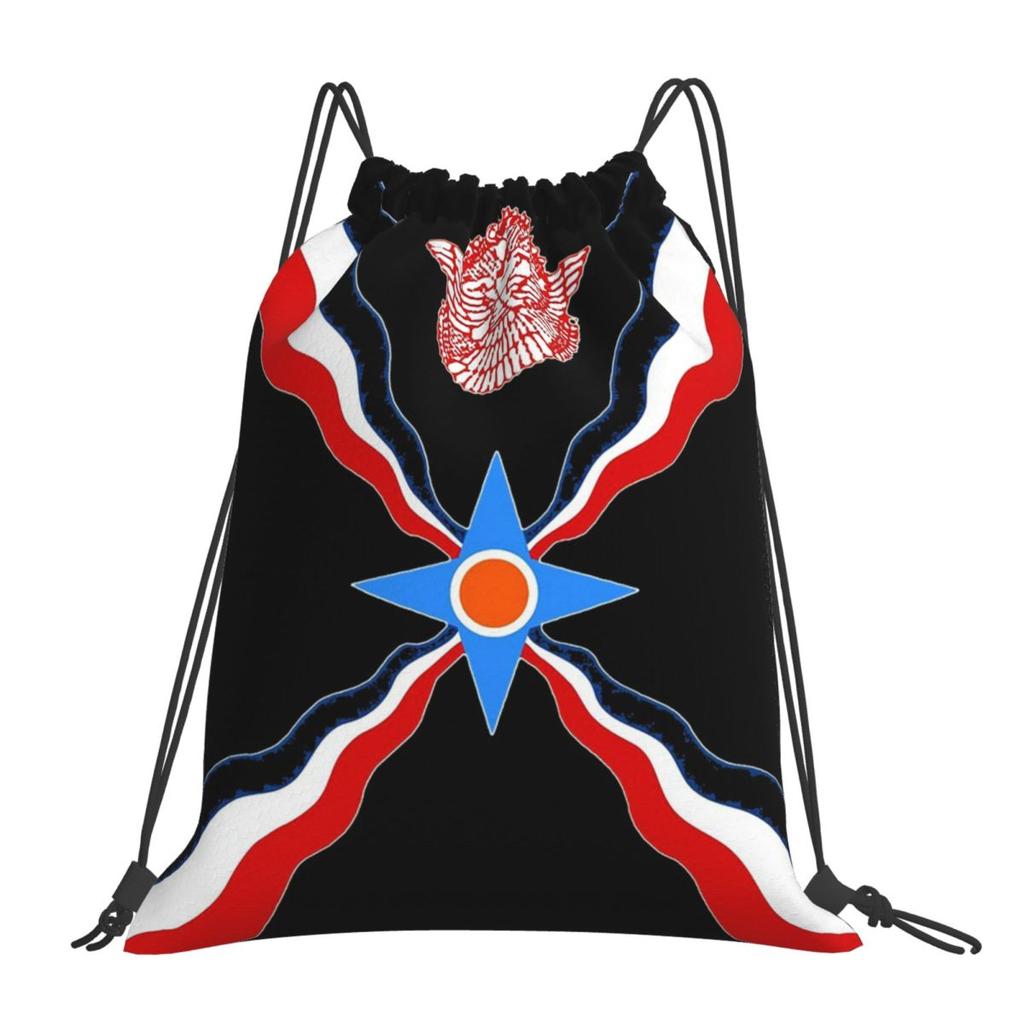 Luxury Assyrian Suryoyo Flag Backpacks Multi-function Drawstring Bags Sports Bag Book Bags for Travel School