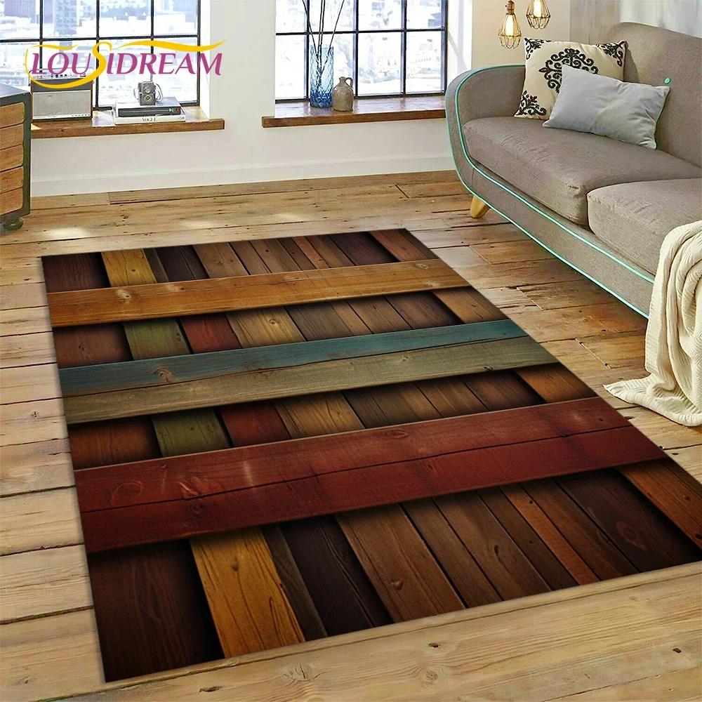 Colorful Wood Grain Timber Customized Carpet Rug for Bedroom Living Room Home Sofa Decoration,Child Game Large Decor Floor Mat